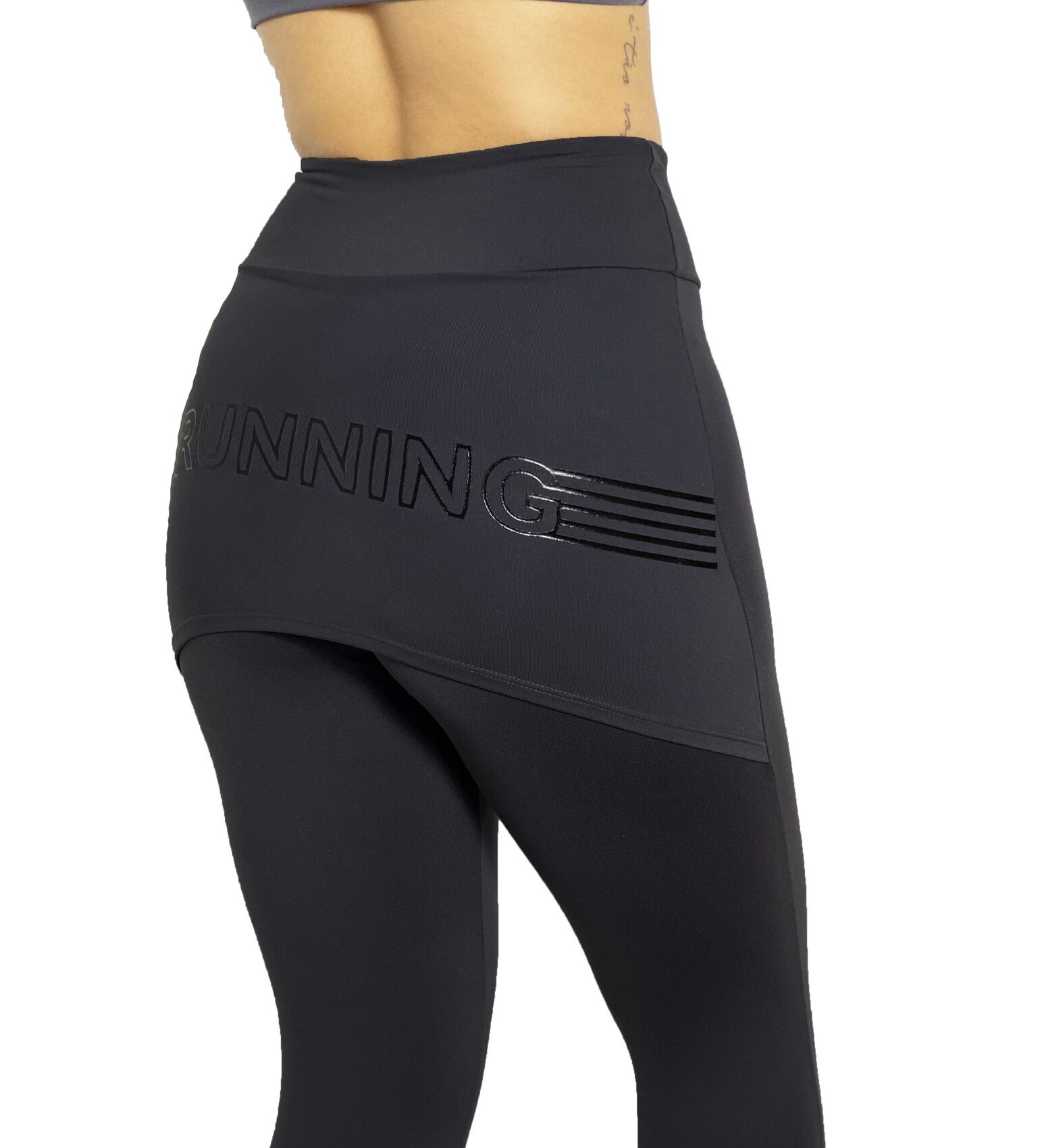 Calça Legging com Tapa Bumbum e Pezinho Grafite