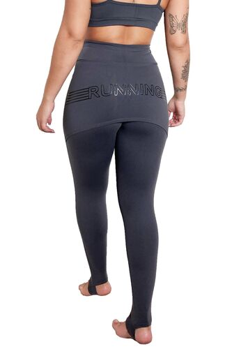 Calça Legging com Tapa Bumbum e Pezinho Grafite