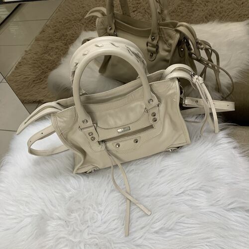 BARCELONA MÉDIA Bolsa média couro legítimo off white