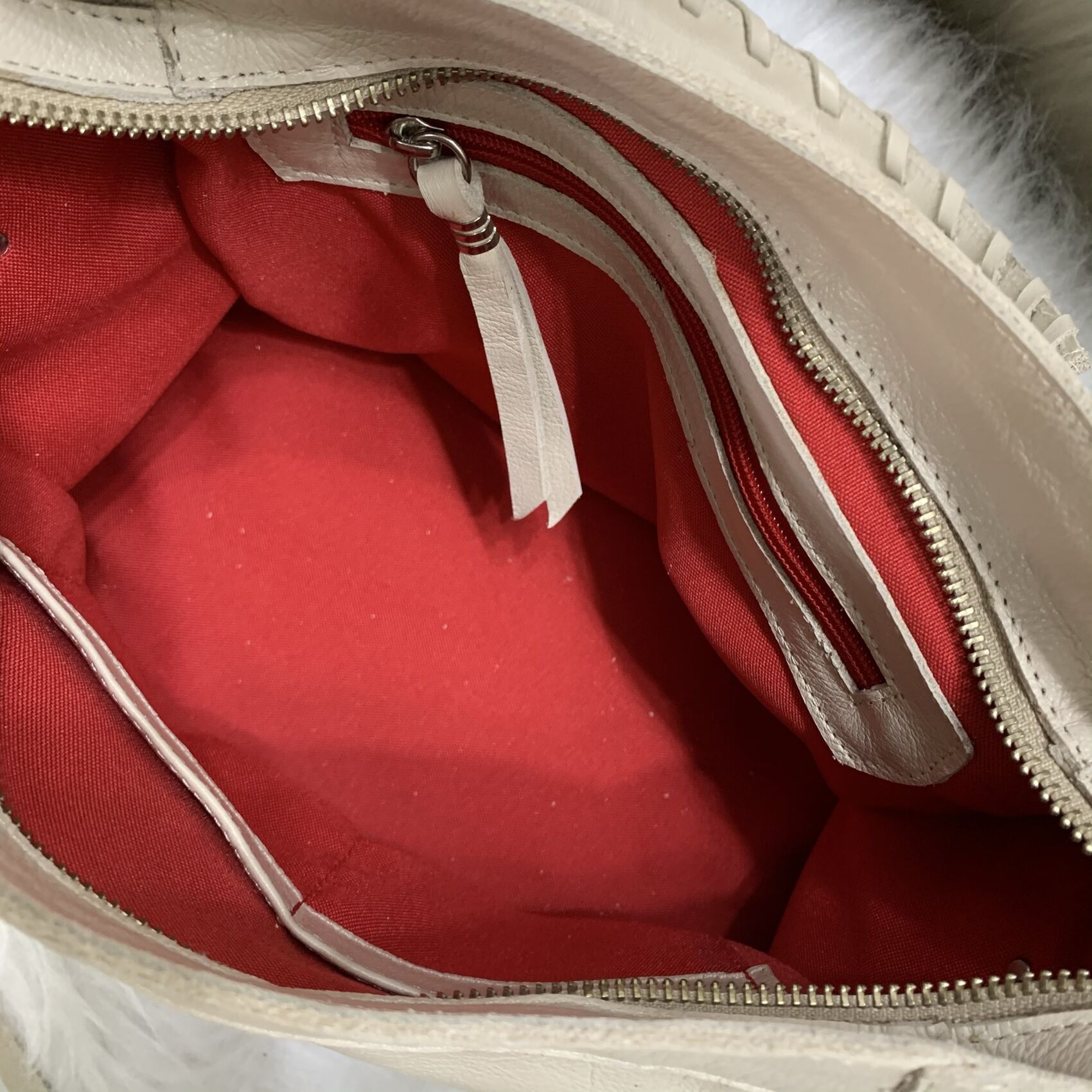 BARCELONA MÉDIA Bolsa média couro legítimo off white