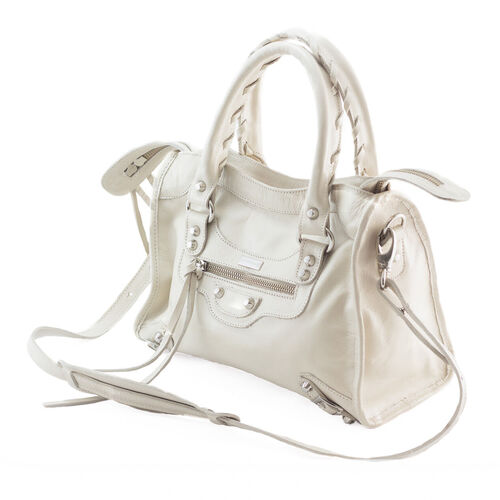 BARCELONA MÉDIA Bolsa média couro legítimo off white