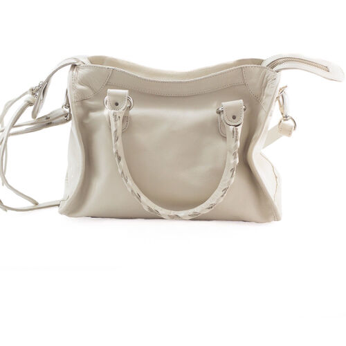 BARCELONA MÉDIA Bolsa média couro legítimo off white