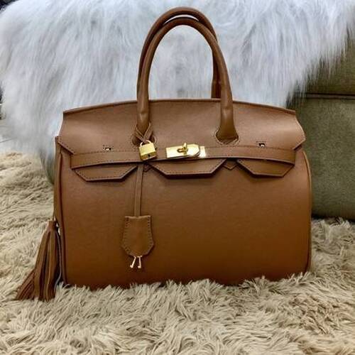 PARIS G Bolsa de mão couro legítimo caramelo