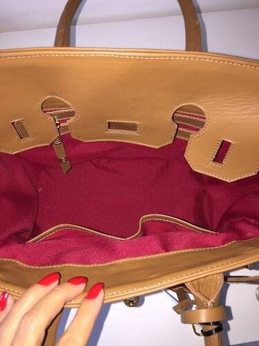 PARIS G Bolsa de mão couro legítimo caramelo