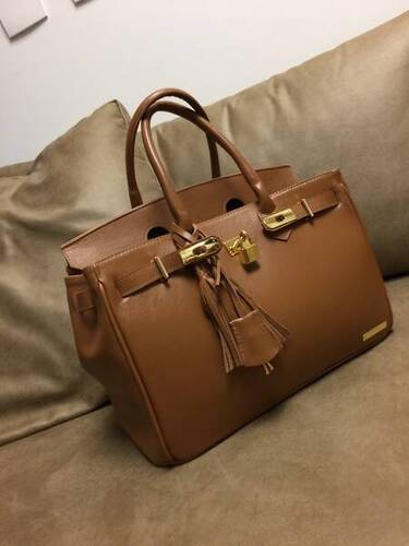 PARIS G Bolsa de mão couro legítimo caramelo