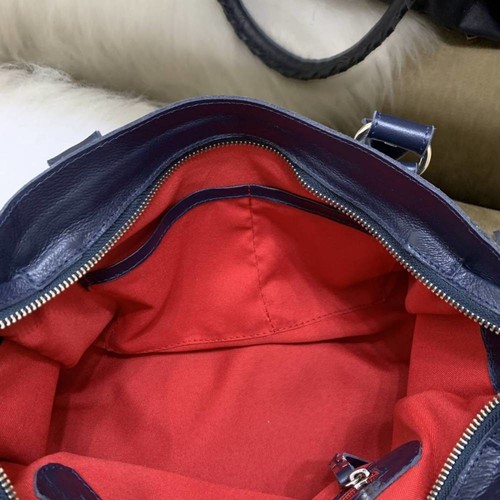 BARCELONA TRADICIONAL Bolsa grande couro legítimo azul marinho