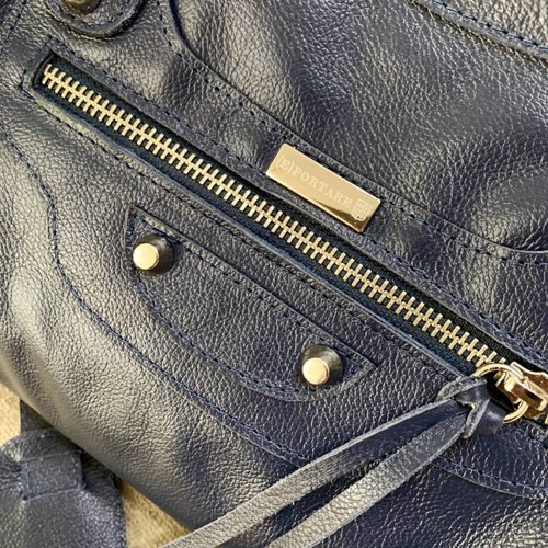 BARCELONA TRADICIONAL Bolsa grande couro legítimo azul marinho