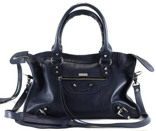 BARCELONA TRADICIONAL Bolsa grande couro legítimo azul marinho