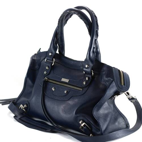 BARCELONA TRADICIONAL Bolsa grande couro legítimo azul marinho