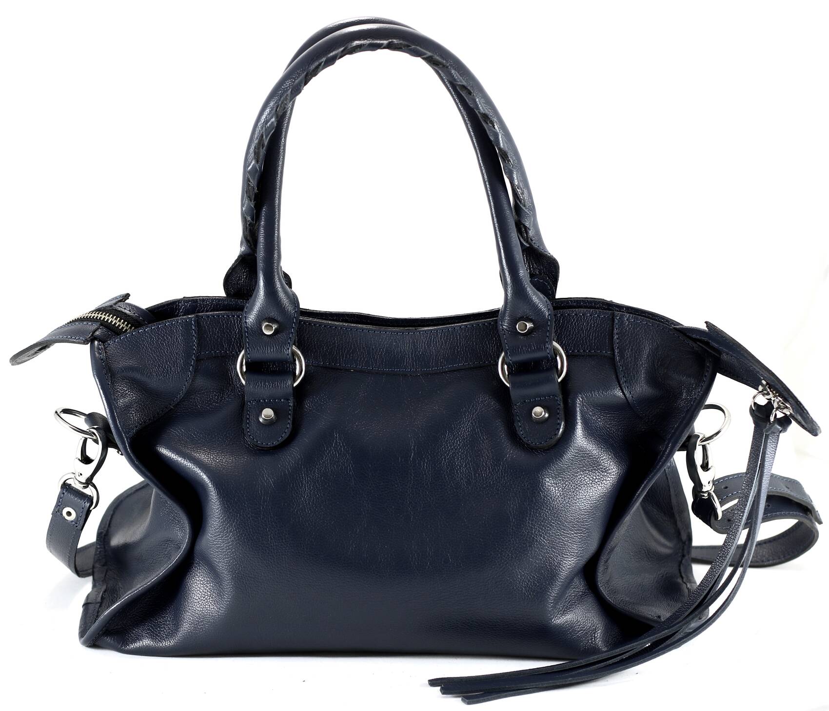 BARCELONA TRADICIONAL Bolsa grande couro legítimo azul marinho
