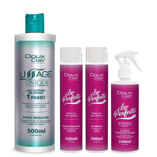 Doux Clair Lissage Unique + Kit Pós Progressiva Liso Perfeito