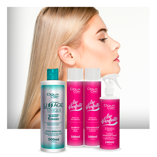 Doux Clair Lissage Unique + Kit Pós Progressiva Liso Perfeito